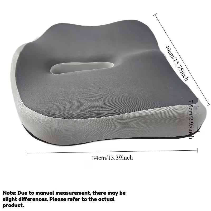 Ergonomic Memory Foam Seat Cushion with Central Groove  -Non-Slip Support for Office, Home & Car