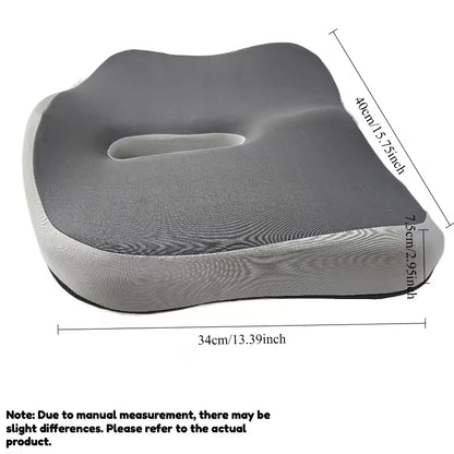 Ergonomic Memory Foam Seat Cushion with Central Groove  -Non-Slip Support for Office, Home & Car