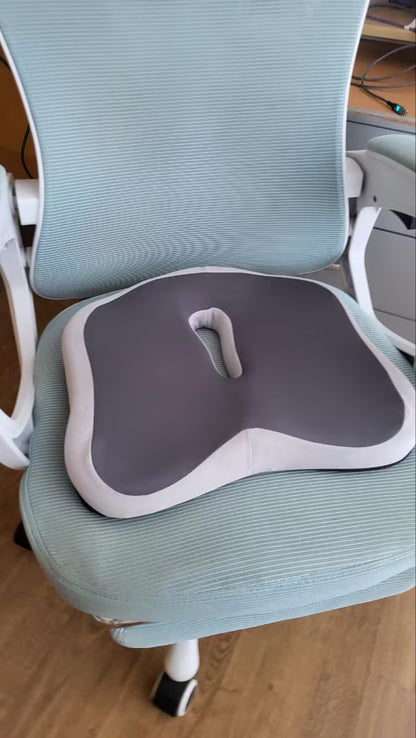 Ergonomic Memory Foam Seat Cushion with Central Groove  -Non-Slip Support for Office, Home & Car