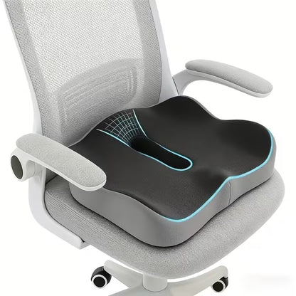 Ergonomic Memory Foam Seat Cushion with Central Groove  -Non-Slip Support for Office, Home & Car