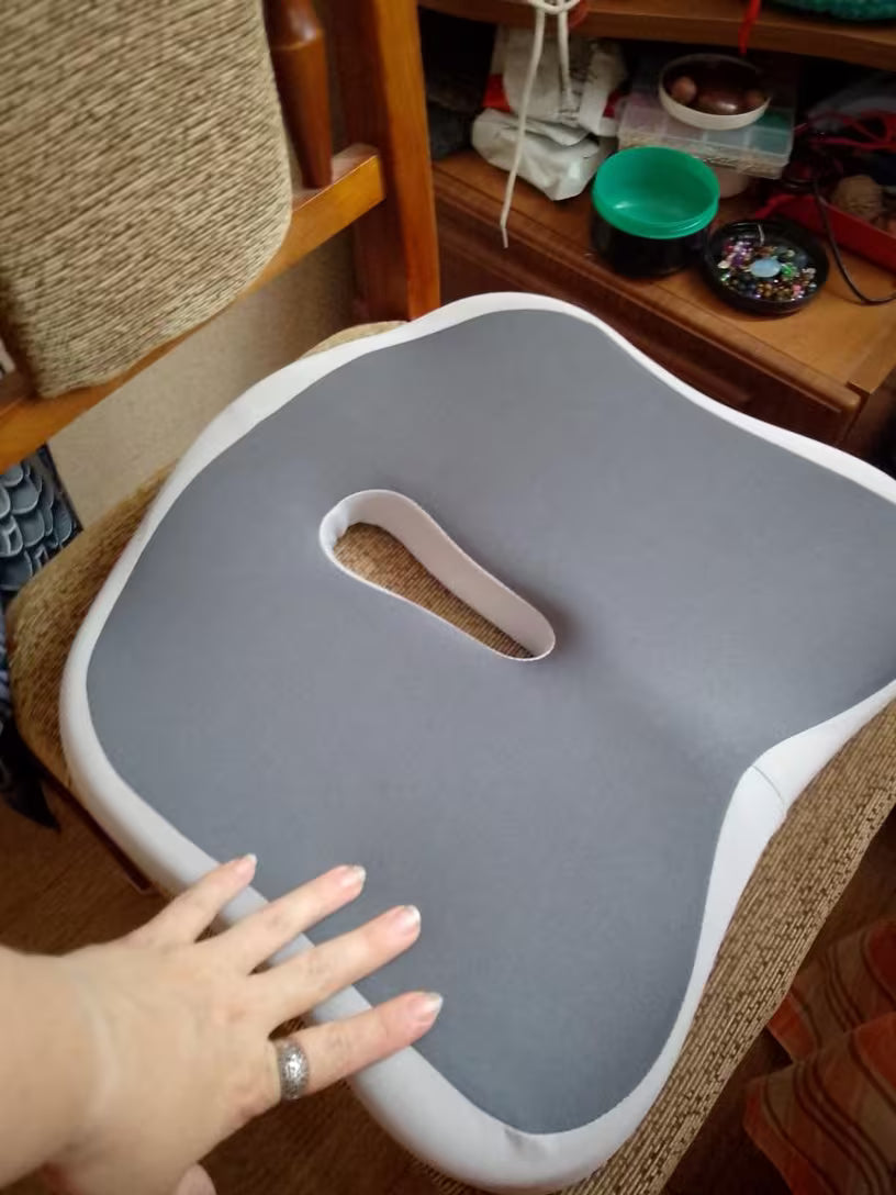 Ergonomic Memory Foam Seat Cushion with Central Groove  -Non-Slip Support for Office, Home & Car