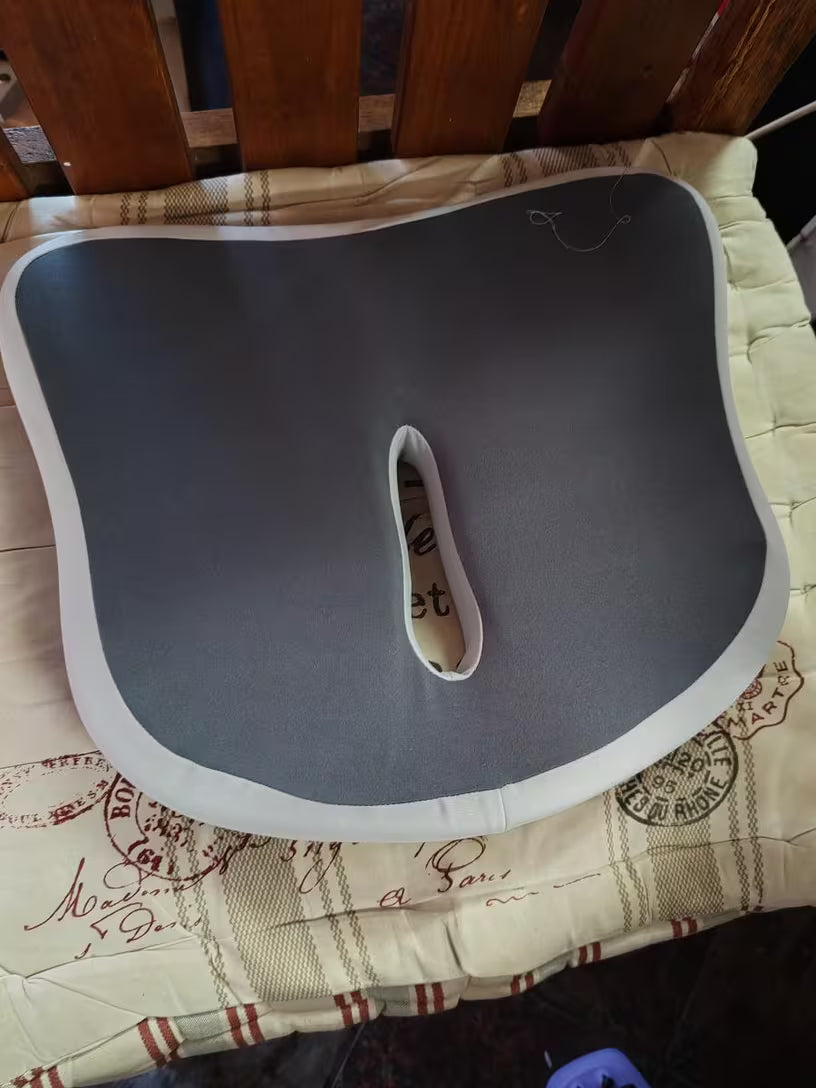 Ergonomic Memory Foam Seat Cushion with Central Groove  -Non-Slip Support for Office, Home & Car