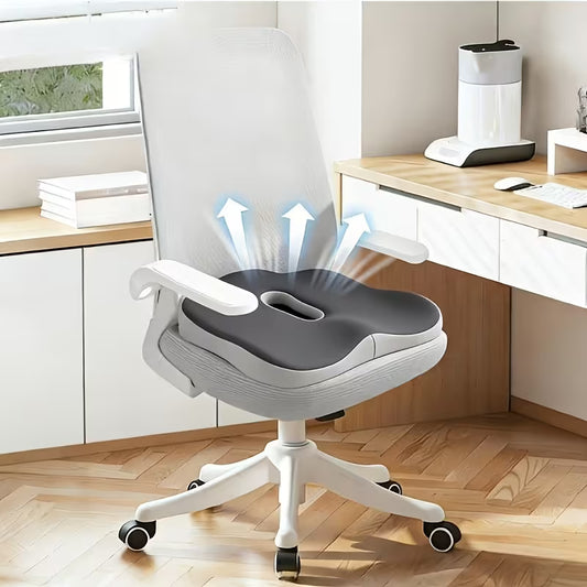 Ergonomic Memory Foam Seat Cushion with Central Groove  -Non-Slip Support for Office, Home & Car